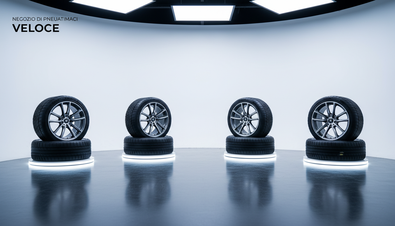 Dettaglio di un pneumatico di alta performance su cerchione sportivo