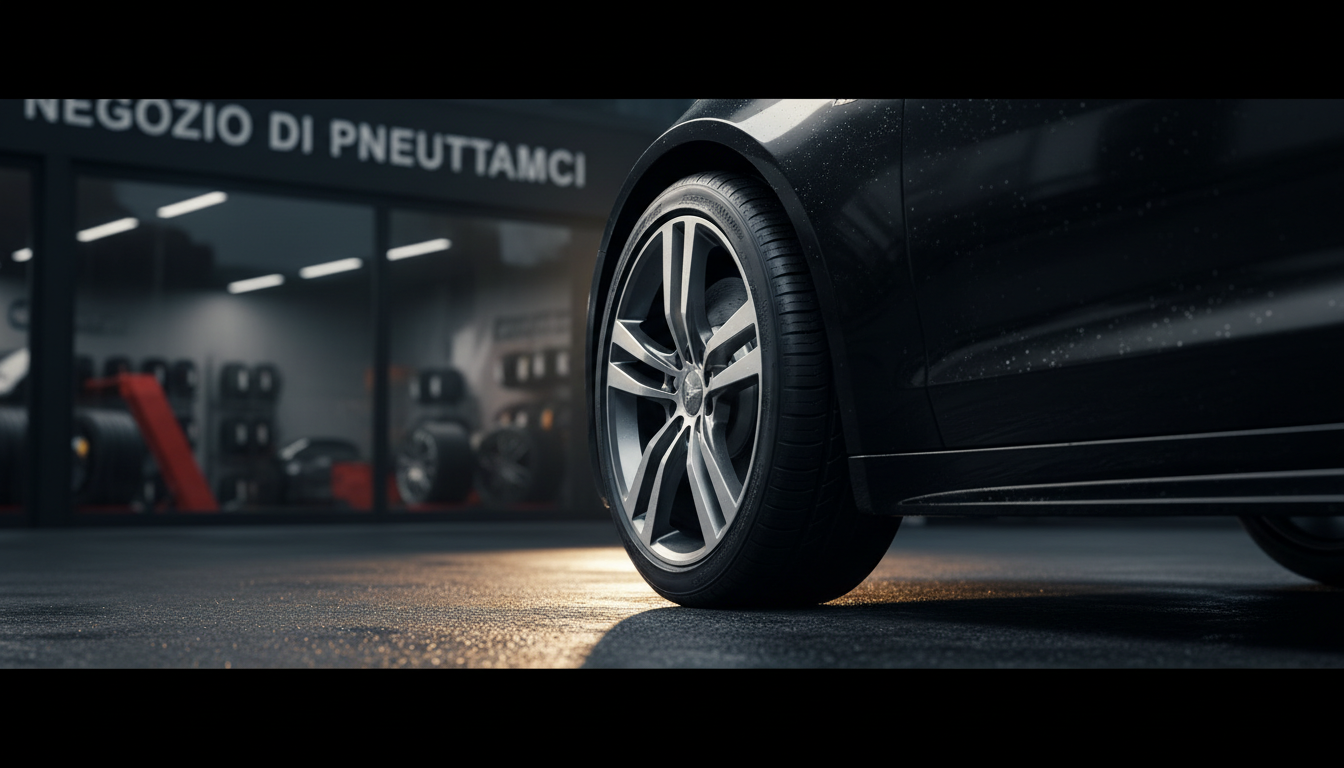 Meccanico al lavoro su un treno di gomme