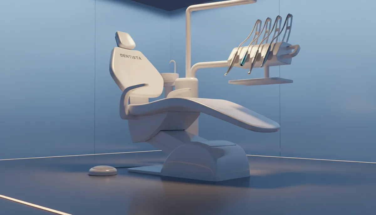 Reception dello studio dentistico con bancone verde chiaro e insegna del Dr. Salvetti