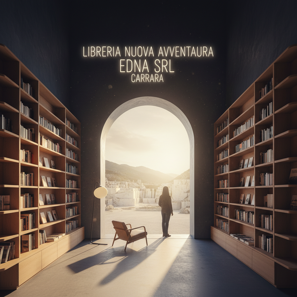 Interno accogliente di Libreria Nuova Avventura Edna Srl Carrara con persone che leggono.