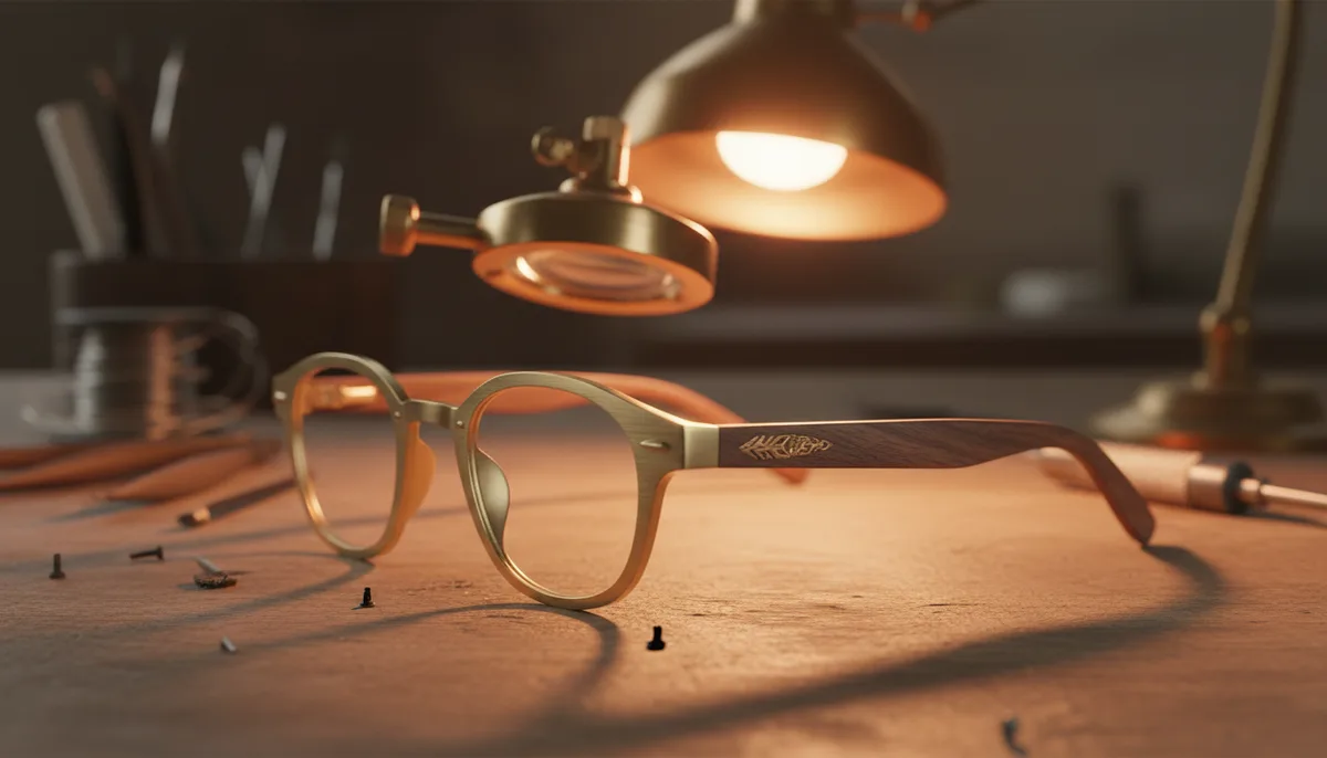 Dettaglio artigianale montatura occhiali italiani
