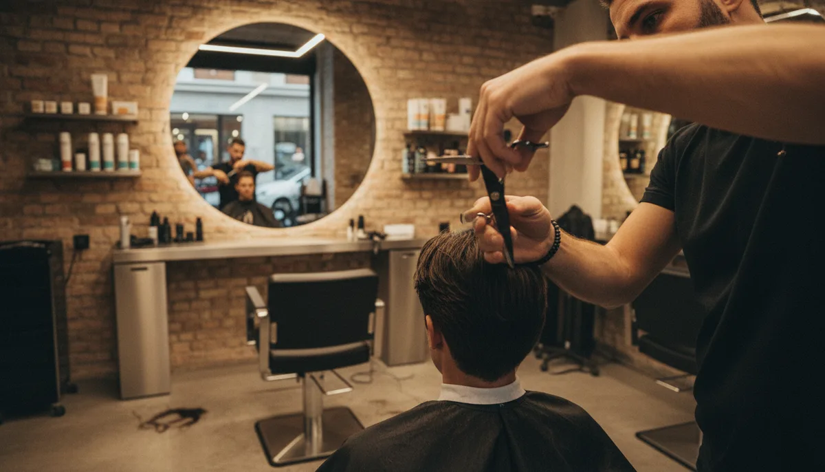 Parrucchiere che consulta una cliente, mostrando un momento del processo di creazione dello stile