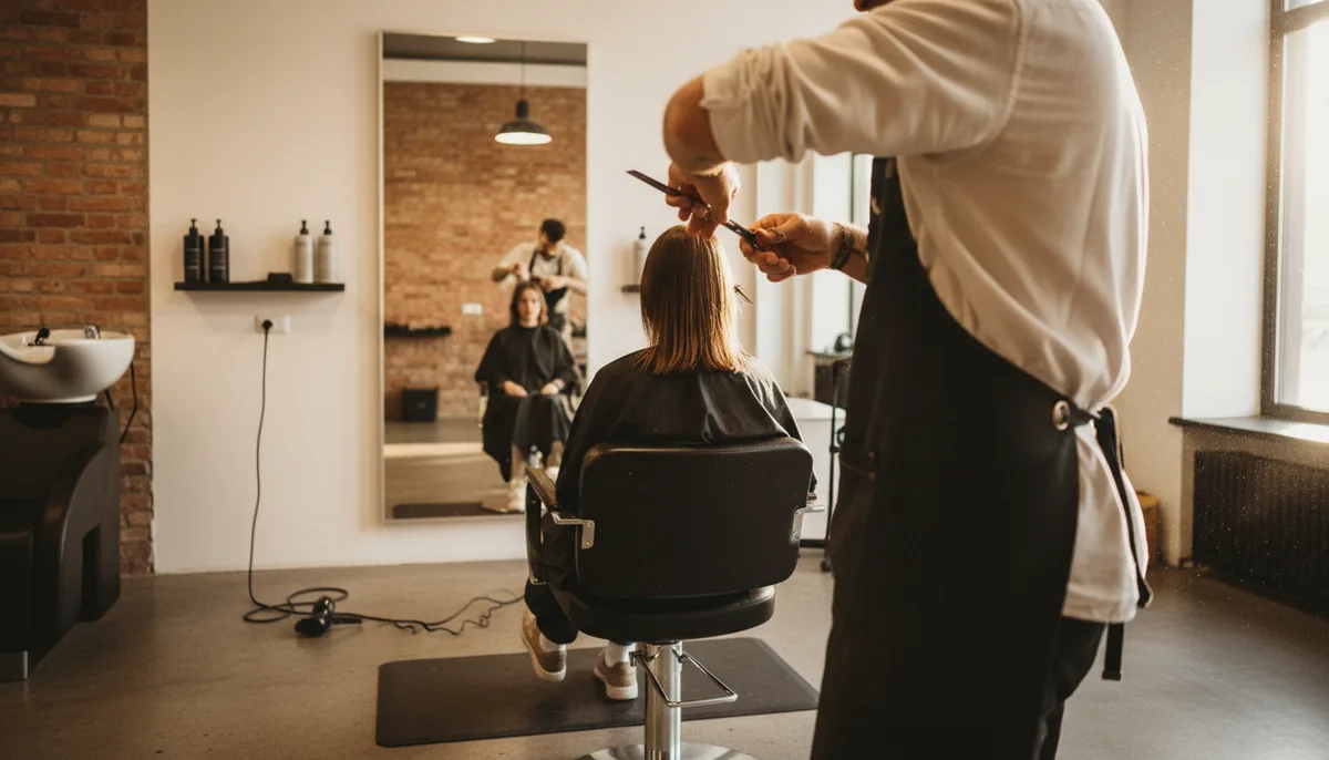 Parrucchiere al lavoro, dettaglio mani